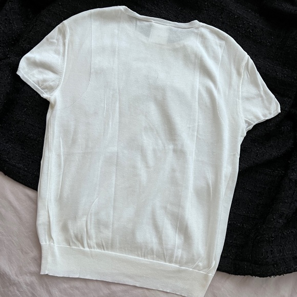 Auth Chanel Classic CC Logo White Knit Top - Size 38 - Picture 4 of 12